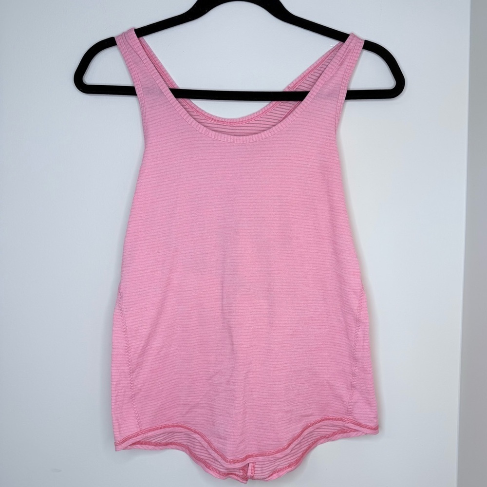 Lululemon Salute the Sun Tank – Heathered Yum Yum Pink Size 4 Tie Up Split Back - Picture 4 of 9